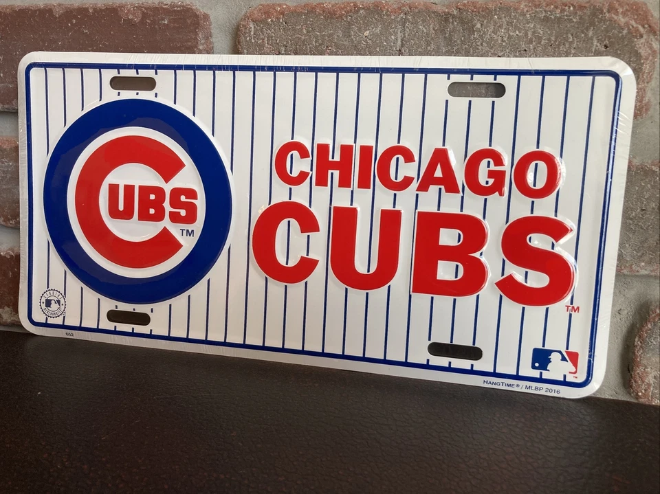 RARE Chicago Cubs MLB Classic Pinstriped Metal Embossed License Plate 6 X 12 - Image 1 of 1