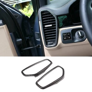 For Porsche Cayenne 2018-2022 Dry Carbon Fiber Console L&R Air Outlet Vent Trim - Picture 1 of 6