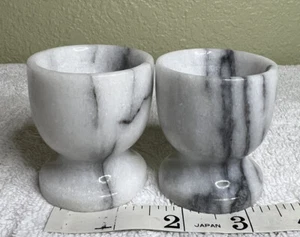 Alabaster Statuary Marmor Mörser Ei Tasse Schuss Tasse Palme weiß und grau Stein - Bild 1 von 5