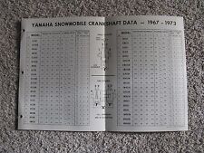 1967 to 1973 Yamaha Snowmobile Crankshaft Data Original