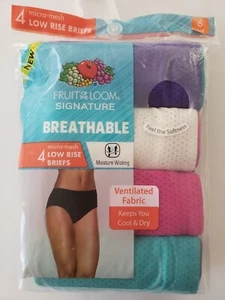 Fruit of the Loom 4-pack Signature Breathable Micro-Mesh Low Rise Briefs Panties - Picture 1 of 2