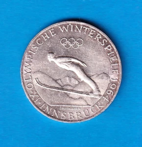 1964 Austrian 50 Schilling (KM-2896) .5787 ASW Silver!!! [1964 Winter Olympics] - Picture 1 of 2