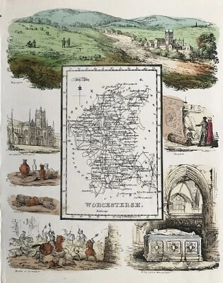 1845 Antique map - Worcestershire - from Reuben Ramble's. Scarce - Image 1 of 2