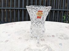 Annahütte Bleikristall Blumenvase mit Etikett 3 Füße -  13,8 x 8,5 cm