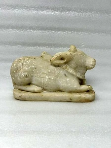 Vintage Stone Worship Hindu God Shiva Riding Nandi Statue Old Hand Carved Statue - Picture 1 of 7