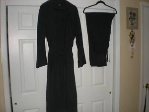 HIGH SIERRRA Black/Gray Striped Men's Robe & Pants- One Size Robe & Pants Size L - Picture 1 of 6