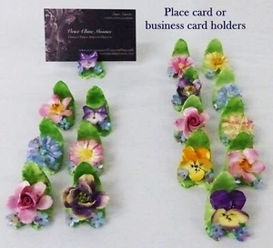 16 portatarjetas de lugar floral de hueso de carbón china ~ pétalos de flores en estado mixto - Imagen 1 de 10
