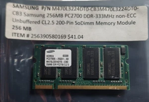 M470L3224DT0-CB3 Samsung 256MB PC2700 DDR-333MHz non-ECC Unbuffered FOR SALE - Picture 1 of 2