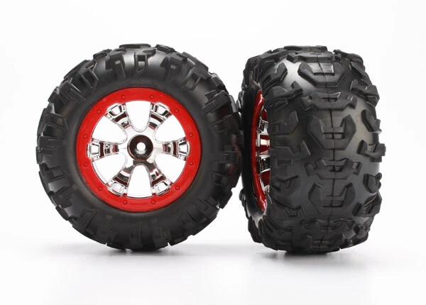 Traxxas 1/16th Summit Red Geode Wheels/Canyon AT Tires (2) TRA7272 - Image 1 of 1