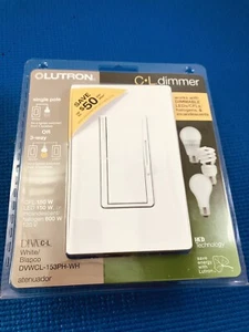 Lutron Diva einpoliger/3-Wege Dimmer DVWCL-153PH-WH weiße LED + 150w - Neu - Bild 1 von 8