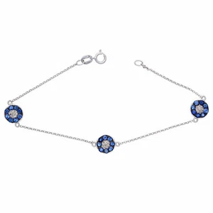 14k Weißgold 1,01ctw Saphir & Diamant Halo Gliederarmband - Bild 1 von 2