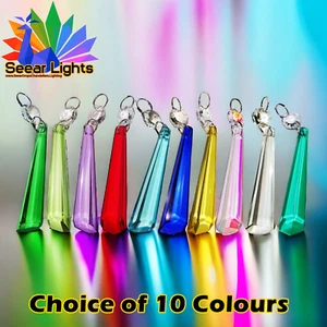 1-12 Icicle Chandelier Droplets Glass Prism Drops Crystals Antique Retro Colours - Picture 1 of 70