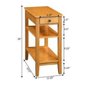 Convenience Concepts End Table 24" H, Natural Rectangular Wood+Charging Station - Picture 1 of 8