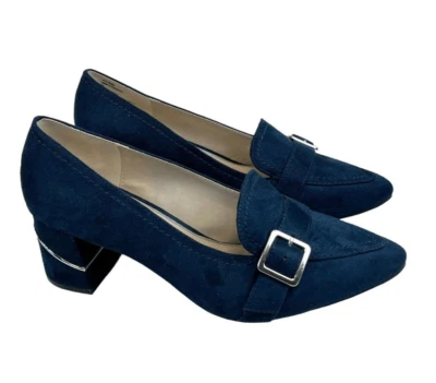 Женские замшевые туфли на среднем каблуке RIALTO Foremost с серебряной пряжкой размер 9 М - Изображение 1 из 4
