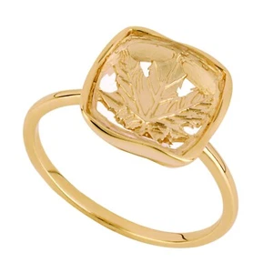 Organic Square Ring Yellow Gold Plated Hallmarked British Made Brand New - Picture 1 of 3