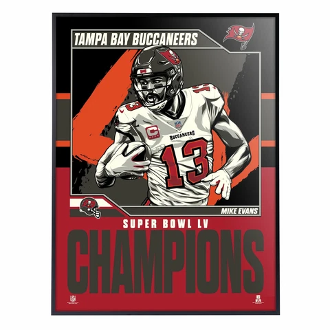 Phenom Gallery Tampa Bay Buccaneers Super Bowl LV Champs Mike Evans 18" x 24"  D Cover