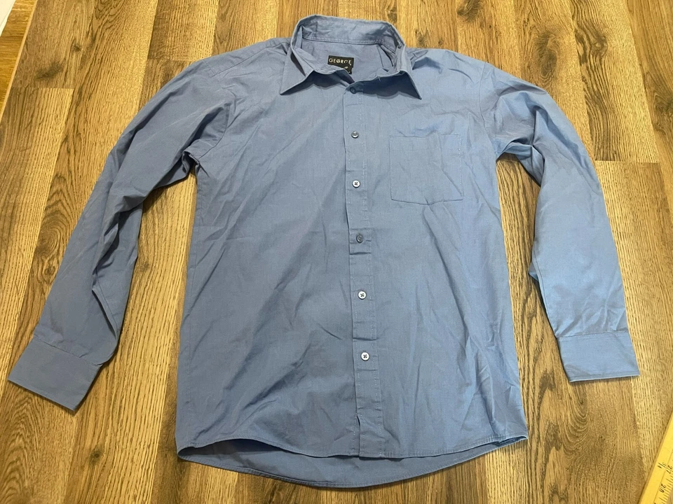 Camisa George, Niño Talla XL, Azul, Abotonada, Manga Larga, Bolsillo Foto 1 de 4