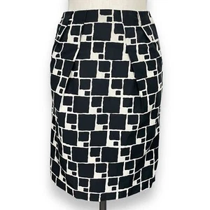 Banana Republic Rock Baumwolle Seide schwarz weiß abstrakt Blöcke Bleistift Taschen 4 - Bild 1 von 16