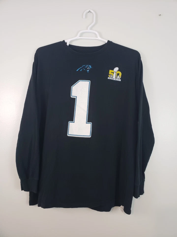 (M5) Carolina Panthers Newton #1 Camiseta Para Hombre Talla 2XL Camiseta Negra Super Bowl 50 Foto 1 de 4