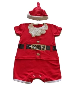 BABY size 0 CHRISTMAS SANTA Summer romper with hat NEW  outfit costume pjs 2525 - Picture 1 of 1