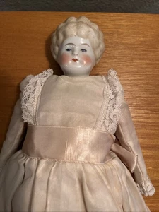 Antike 13 Zoll deutsche Marion Kopf Puppe Vintage Stoffkörper blonde Haare - Bild 1 von 9