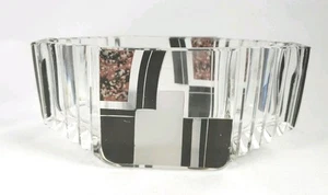 Karl Palda Art Deco Small Vase Dish Czech Clear Glass Black Brown Enamel  - Picture 1 of 11
