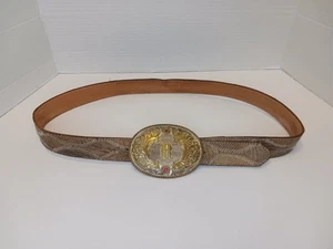 Cintura uomo Justin made in USA vera pelle di lucertola effetto 38 fibbia western cowboy - Foto 1 di 8
