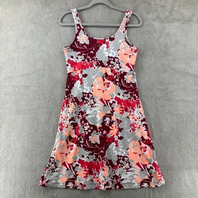 Vestido Columbia para mujer S rojo floral PFG cuello redondo sin mangas hasta la rodilla elástico Foto 1 de 4