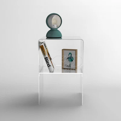 Piccolo comodino 20x20H45 con ripiano in plexiglass trasparente - Immagine 1 di 4