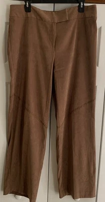 Norton McNaughton Size 14 Women’s Faux Suede Pants W/accent Stitching Vtg Brown - Image 1 of 4