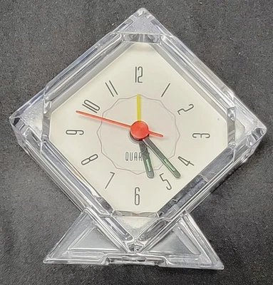 Quartz Clear Plastic Travel And Desk Alarm Clock Tested Working AA Battery - Image 1 of 4