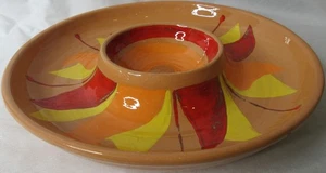 Tostitos Fiesta Bowl Chip & Dip Firmado Martie Redondo Pintado a Mano Gres RARO - Imagen 1 de 6