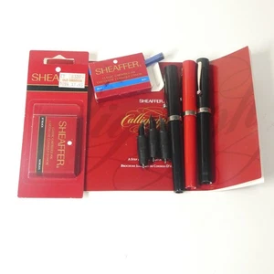 Lote Plumas Caligráficas Sheaffer Rojo Negro Pluma Estilográfica Itálica - Imagen 1 de 9