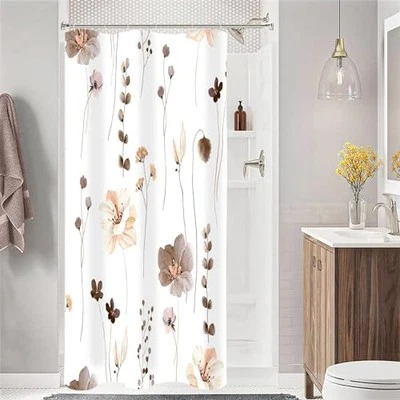  Small Stall Shower Curtain 36 x 72, Narrow Half Watercolor Floral Fabric  Foto 1 de 4