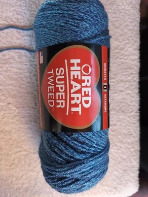 Red Heart Super Tweed Yarn.  Blue Bayou. New - Image 1 of 4