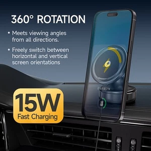 15W Wireless Charging Phone Holder for Car with Strong Vacuum Adsorption - Picture 1 of 6