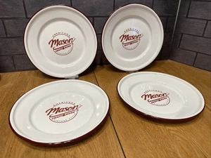 SET OF 4 MASON CRAFT & MORE 8” WHITE SALAD PLATES EMBOSSED MASON VGC FARMHOUSE - Picture 1 of 10