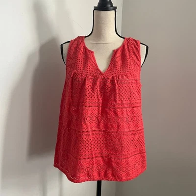 Camiseta sin mangas Lucky Brand Crochet encaje boho mediana campesina hippie costera Foto 1 de 4