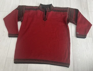 DALE OF NORWAY Classic 100% New Wool 1/4 Zip Sweater Size L Dale Classic Red - Picture 1 of 10