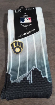 Milwaukee Brewers Stocking Stuffer Xmas Gift Skyline Crew Socks Classic Fit New - Image 1 of 4