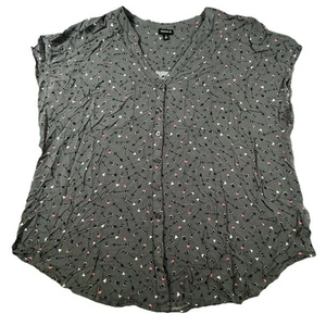 Torrid Top Bluse Damen 2 Knöpfe ärmellos Kragen grau Pfeilmuster V-Ausschnitt - Bild 1 von 14