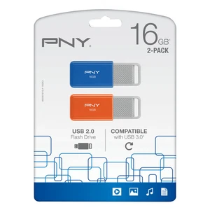 PNY USB 2.0 Flash Drives, 16GB, Assorted Colors, 2-Pack - Picture 1 of 3