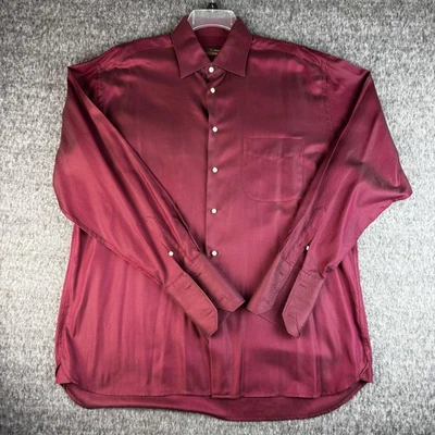 Tiglio Shirt Mens XL Herringbone French Cuff Italian Made Dressy Button Up - Image 1 of 4