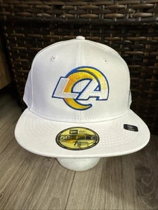 Size 7 5/8 Los Angeles Rams New Era Omaha 59FIFTY Fitted Hat Mens White NEW - Picture 1 of 15