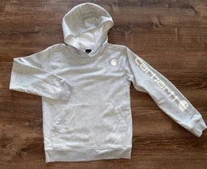 Youth Kid Carhartt Light Gray Pullover Sweater Hoodie Size XL 14 Great! ๐ - Picture 1 of 7