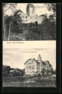 AK Oelkofen, Schloß mit Umgebung, Rekovaleszentenheim mit Schienen 1908  - Picture 1 of 2
