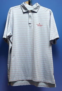 Polo de golf Fairway & Greene para hombre azul claro con rayas rojas y blancas Palmer Legends XL - Imagen 1 de 5