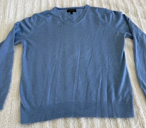 Banana Republic Premium Luxe Garn Pullover Herren Large Blau Viskose Seide Kaschmir - Bild 1 von 6