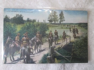 WW1 Postcard Military Detachment Of The US Cavalry On Horseback Circa 1917 - Picture 1 of 2