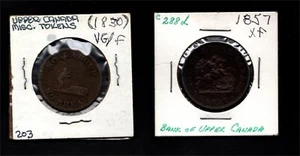 Canada - 2 vecchi gettoni (Alto Canada) 1830 e 1857 - VG/F & XF - Foto 1 di 2